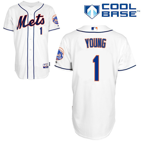 Chris Young #1 MLB Jersey-New York Mets Men's Authentic Alternate 2 White Cool Base Baseball Jersey
